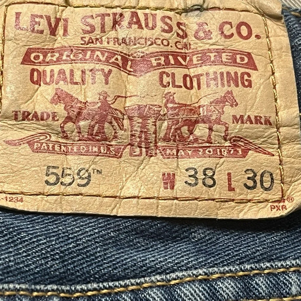 Levis 559 Jeans Mens 38x30 Blue Relaxed Straight Baggy Fit Dark Denim‎ Y2K
